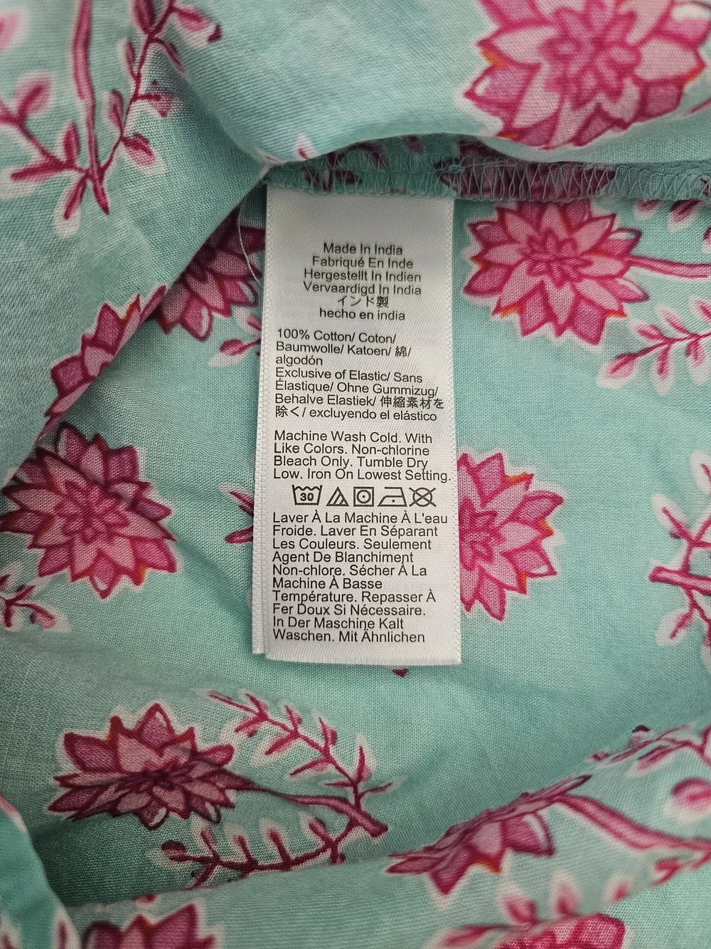 J. Crew Mint Green Blouse with Pink Floral Print
